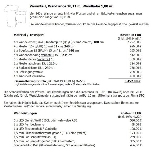 Modulare Wandsysteme Preise Sichtschutz und Lärmschutz