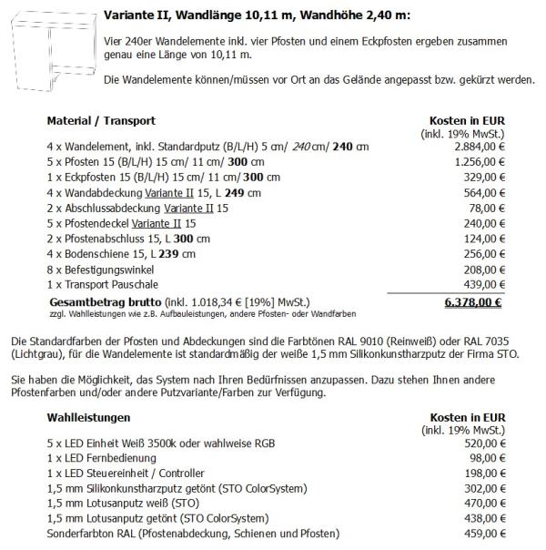 Preisbeispiele Lärmschutzwand von Modulare Wandsysteme