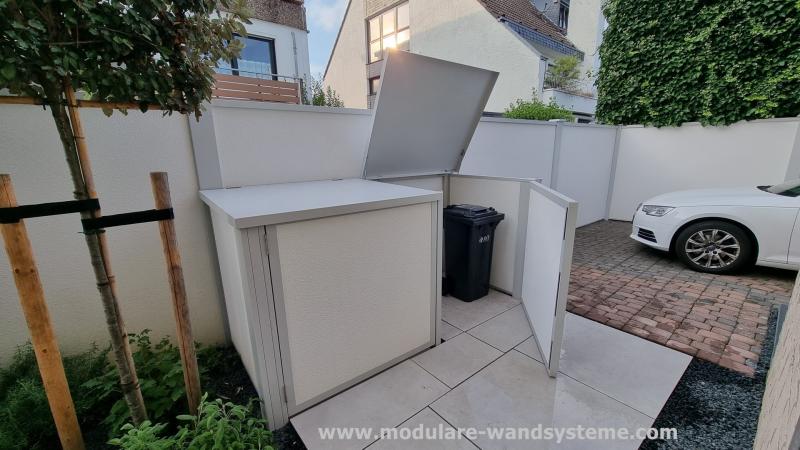 Mülltonnen Sichtschutz mit zwei Deckeln Modulare Wandsysteme