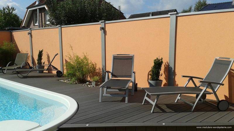 Modulare Wandsysteme 1, 80m Pool und WPC-Terrasse